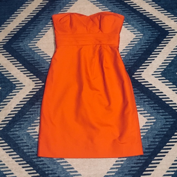 J Crew Orange Formal Special Occasion Cotton Dress - Picture 2 of 6